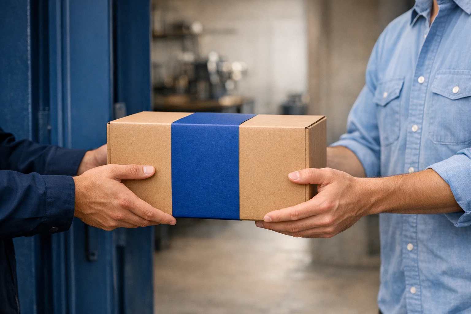 A packaged order handed to its recipient